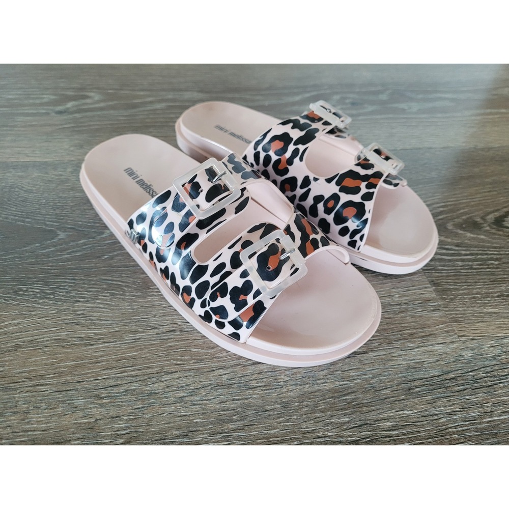 Mini Melissa Wide Leopard Print Pink Jelly Slide Sandals Kids Size 4 USA #5